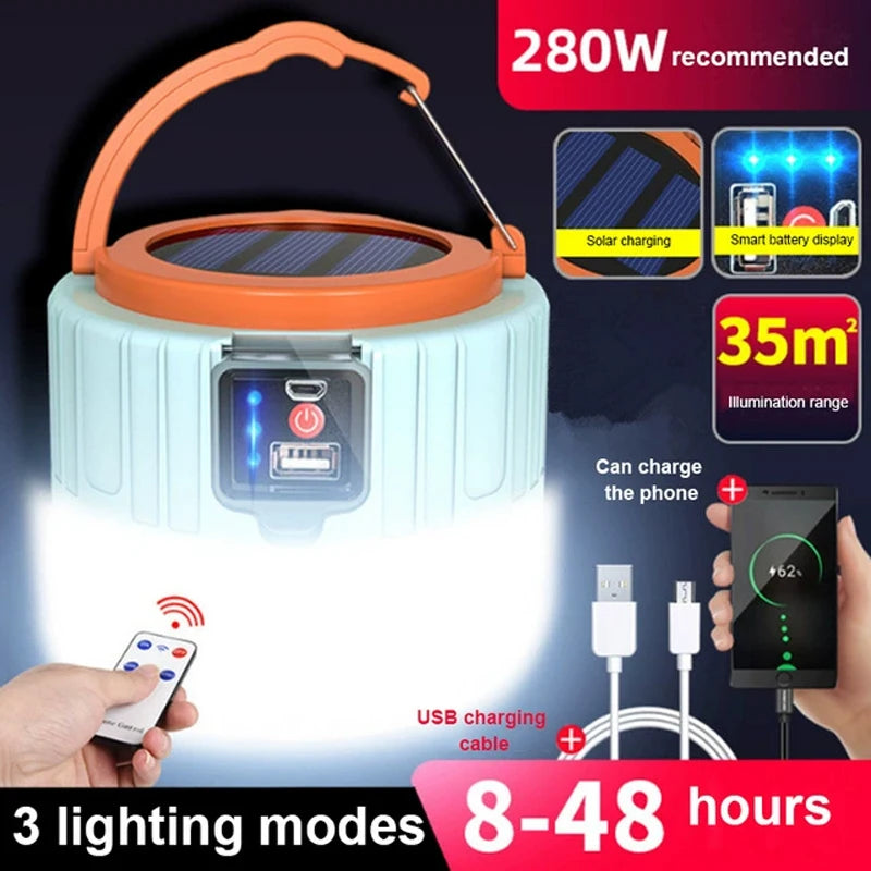 Solar LED Camping Light - Rechargeable Lantern & Flashlight