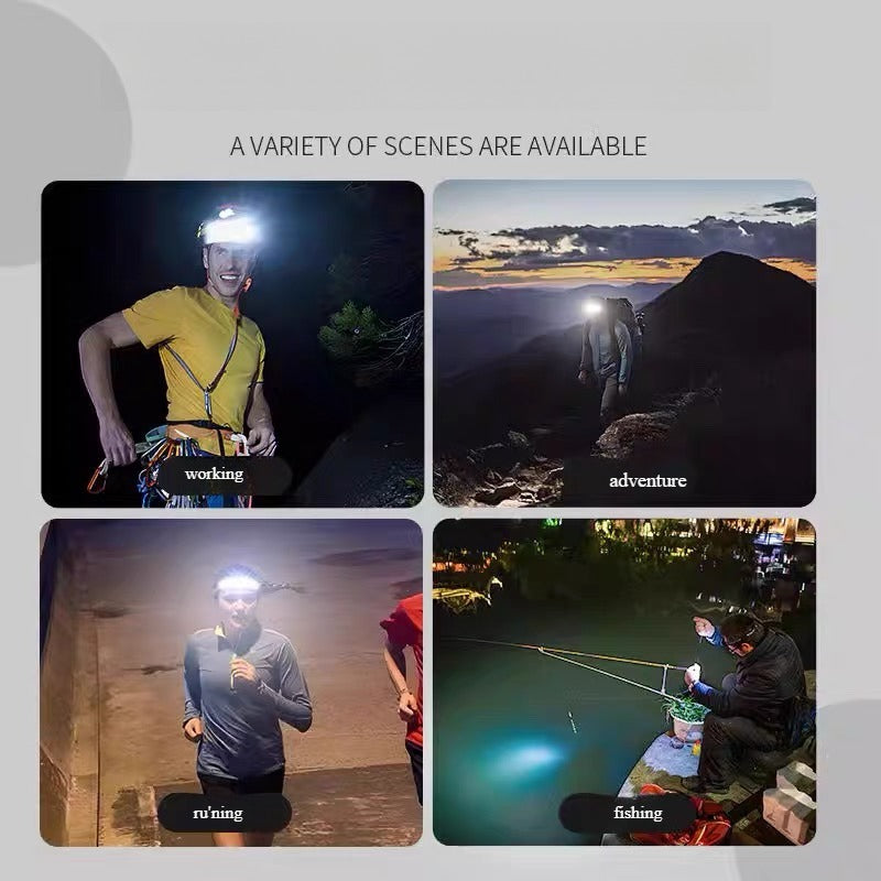Strong bald head light, long endurance sensing LED, outdoor fishing specific charging, super bright head mounted waterproof head