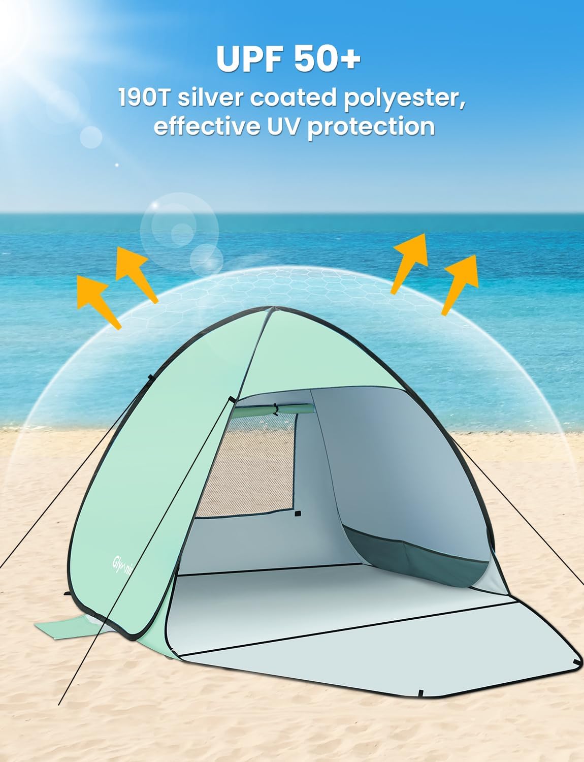 Pop Up Beach Tent Beach Shade Tent for 1 4 Persons Sun Shelter UPF 50 Enclose Zipper Door Portable Easy Up Beach Tent