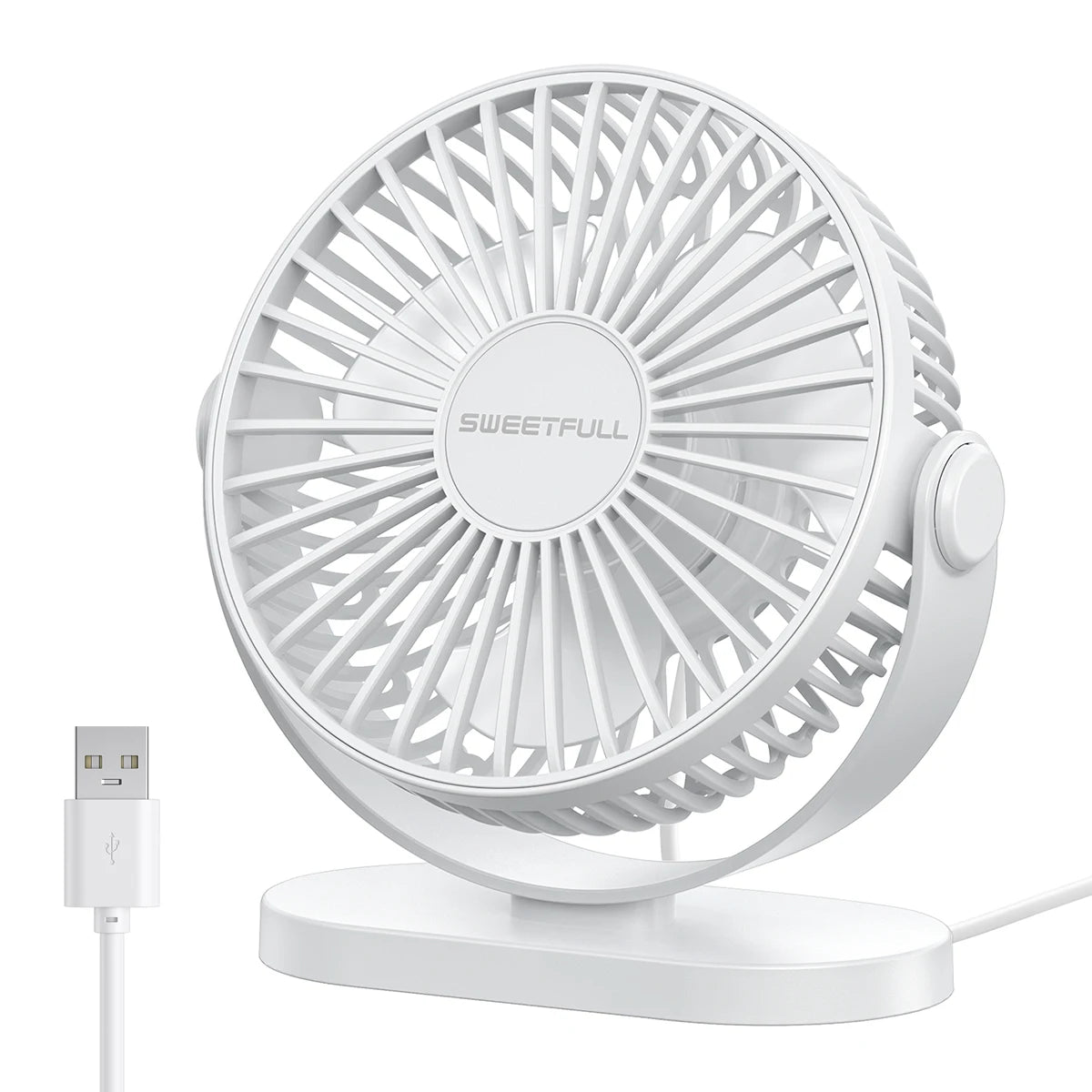 Mini USB Desk Fan: Quiet, 3-Speed, Portable for Home/Office/Camping