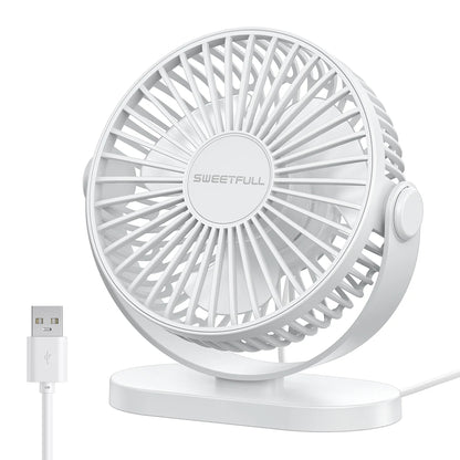 Mini USB Desk Fan: Quiet, 3-Speed, Portable for Home/Office/Camping