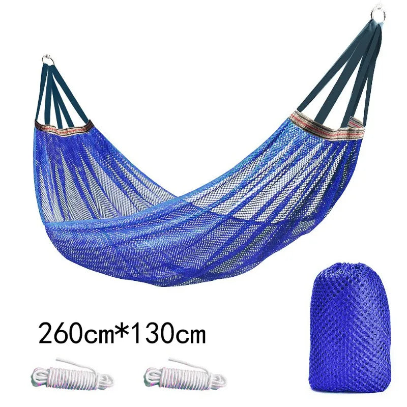 Outdoor Camping Hammock with Ice Silk Mesh, Swing Bent Pole Anti-Tip Camping Travel Accessories