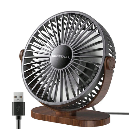 Mini USB Desk Fan: Quiet, 3-Speed, Portable for Home/Office/Camping