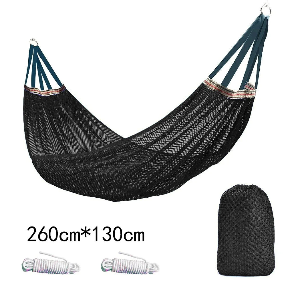 Outdoor Camping Hammock with Ice Silk Mesh, Swing Bent Pole Anti-Tip Camping Travel Accessories