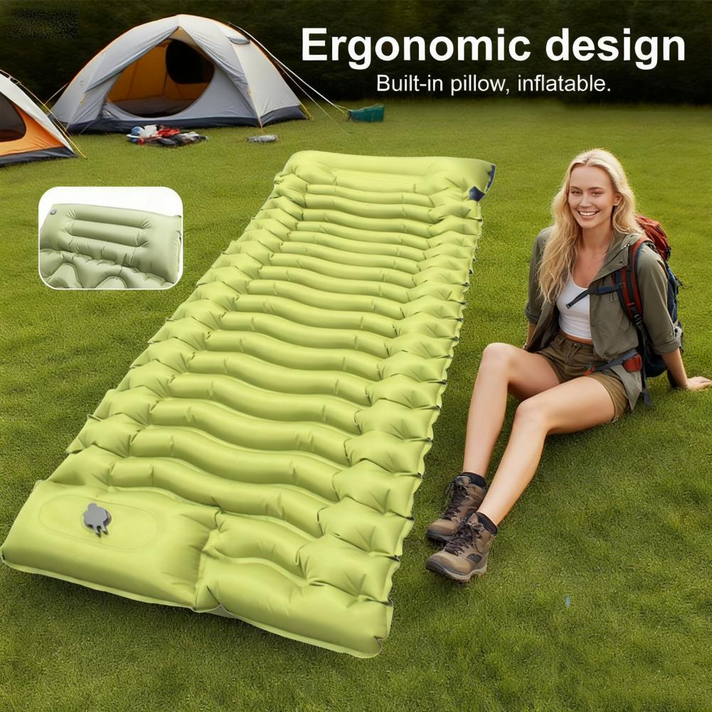 Sleeping Pad: Camping Inflatable Mattress with Built-in Pillow & Pump