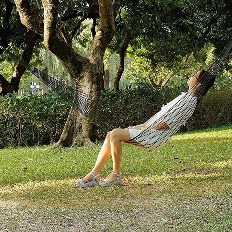 Nylon Rope Meshy Camping Hammock for Outdoor Sleeping Net Bed with Rope Portable Camping Garden Beach Yard Travel Swing Hanging Bed