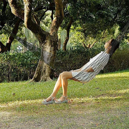 Nylon Rope Meshy Camping Hammock for Outdoor Sleeping Net Bed with Rope Portable Camping Garden Beach Yard Travel Swing Hanging Bed