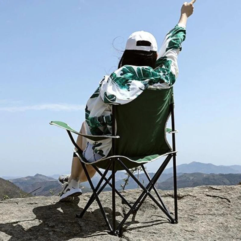 Portable Folding Camping Chair with Hard Arms & Carry Bag