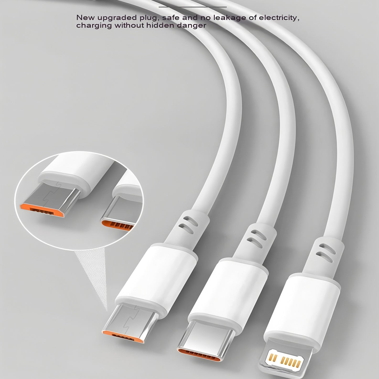 USB Charger Cable: Micro USB, Type C for iPhone & Samsung