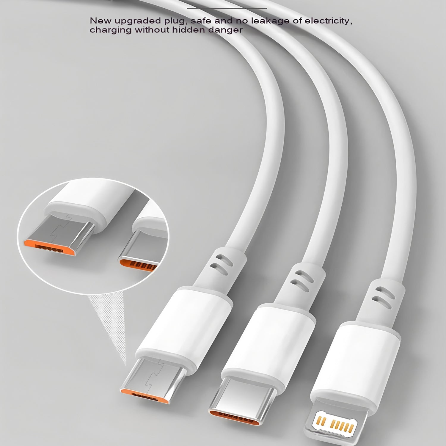USB Charger Cable: Micro USB, Type C for iPhone & Samsung