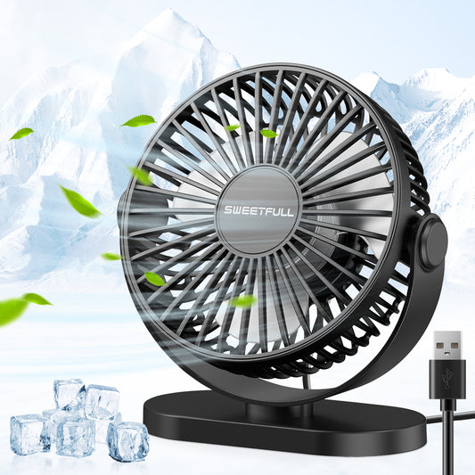 Mini USB Desk Fan: Quiet, 3-Speed, Portable for Home/Office/Camping