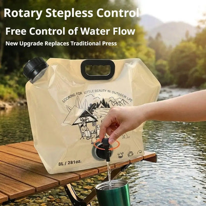 8L Outdoor Water Storage Bag Portable Foldable Drinking Water Pouch for Camping Hiking Sports Large Capacity Soft Flask with Tap