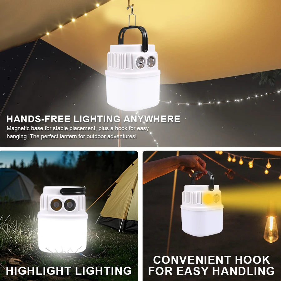 Solar LED Camping Light - Rechargeable Lantern & Flashlight