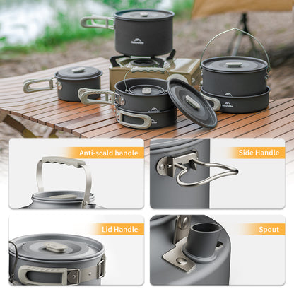 Camping Cookware Kit: Portable Frying Pan & Kettle Set