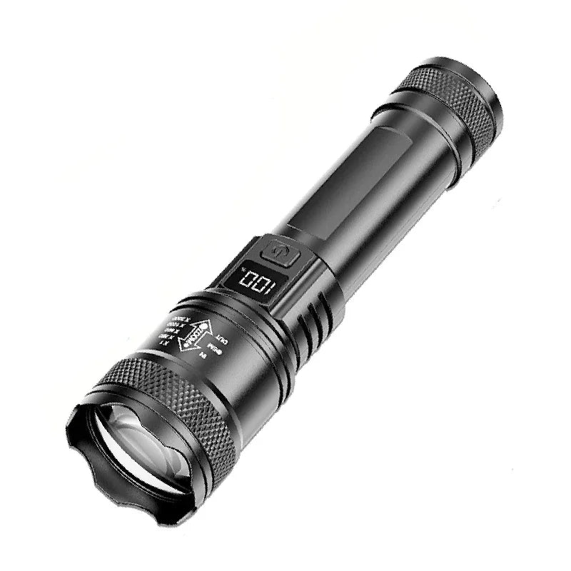 Powerful LED Flashlight Type C Rechargeable Zoom Torch