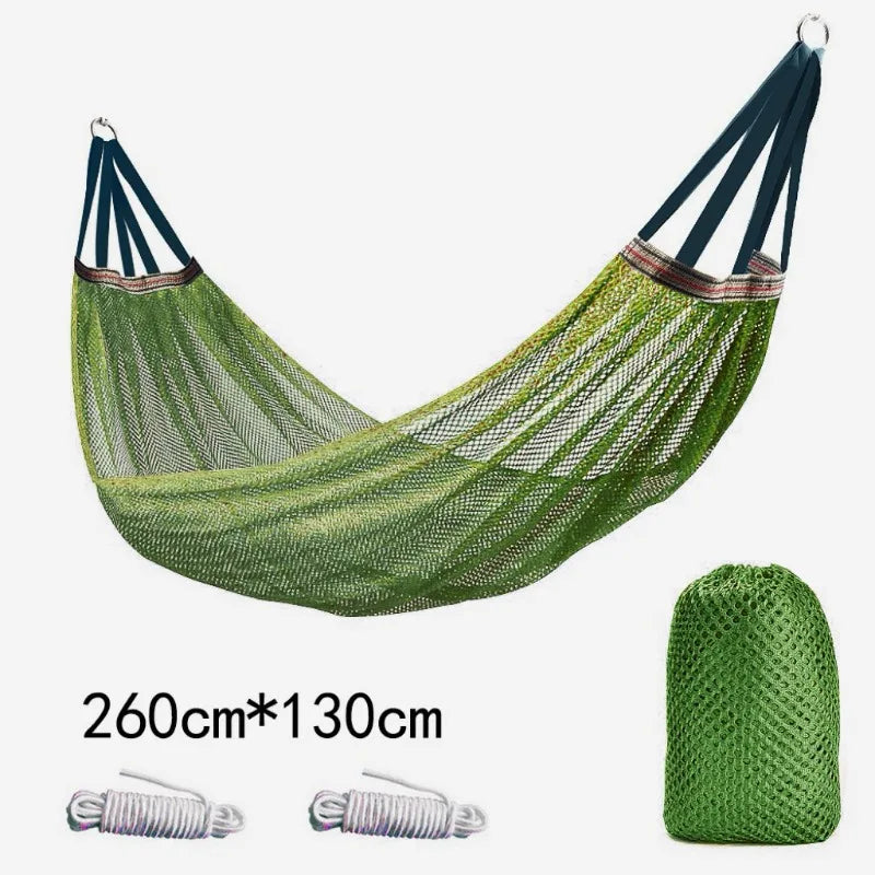 Outdoor Camping Hammock with Ice Silk Mesh, Swing Bent Pole Anti-Tip Camping Travel Accessories