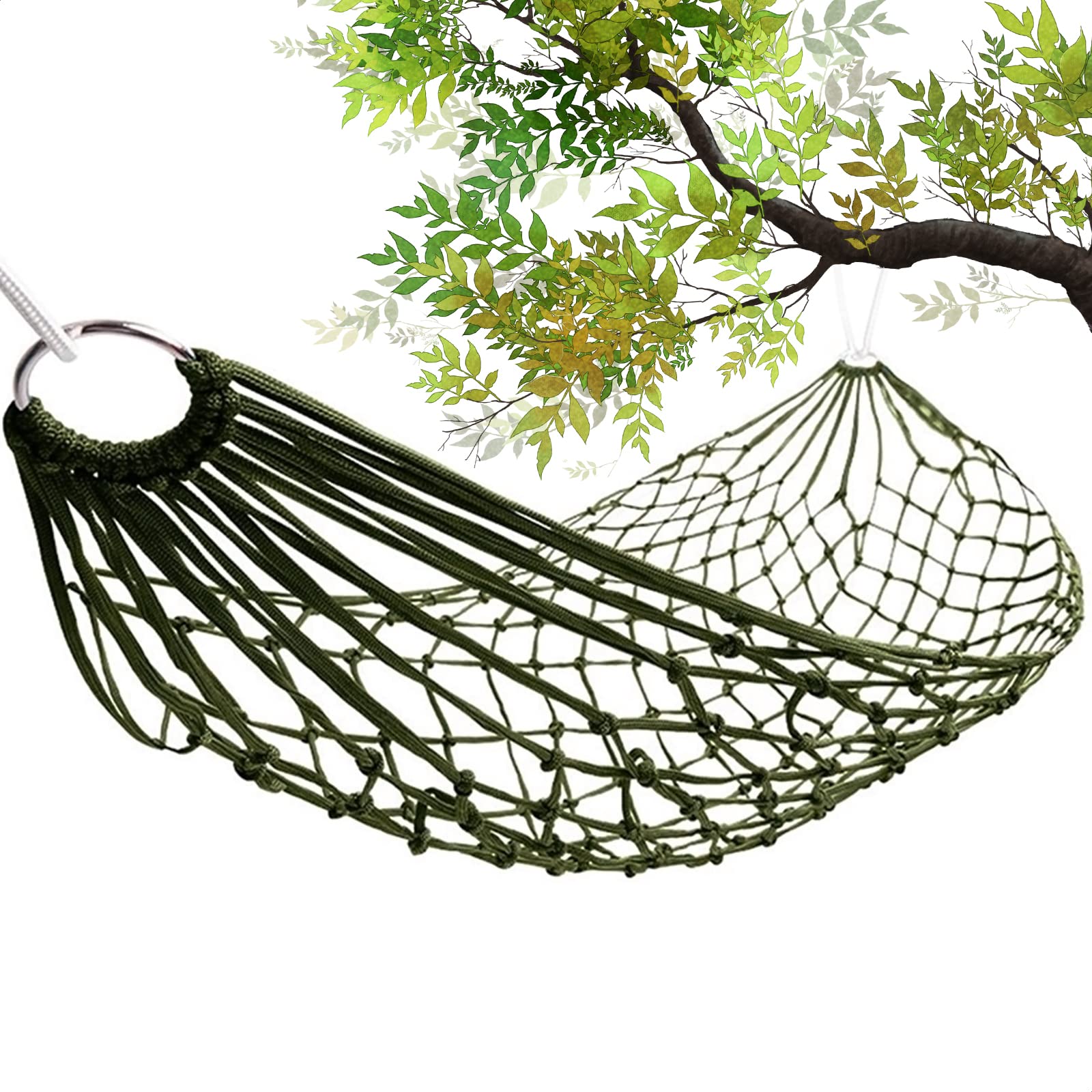 Outdoor Camping Hammock: Portable Mesh Swing with Tree Straps