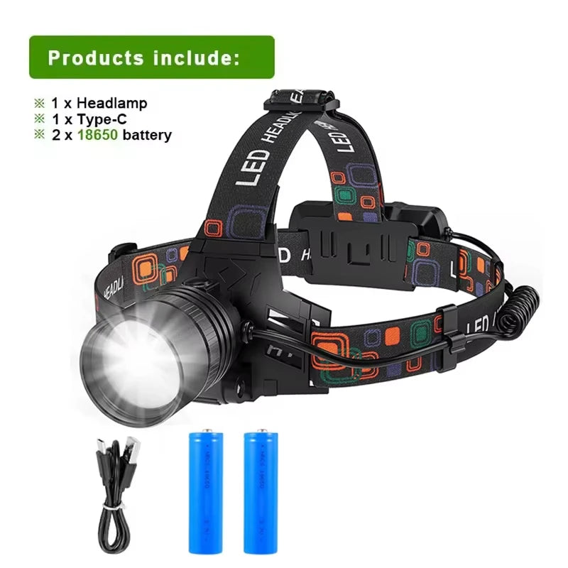 LED Headlamp: High Lumen, Rechargeable, Durable