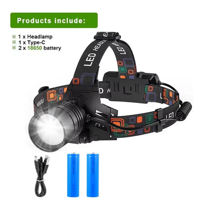 LED Headlamp: High Lumen, Rechargeable, Durable