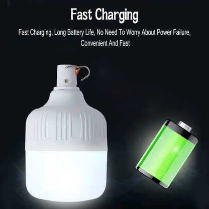 60W Camping Light USB Rechargeable LED Emergency Lamp Outdoor Portable Lanterns with Hook for BBQ Tents Battery Bulb