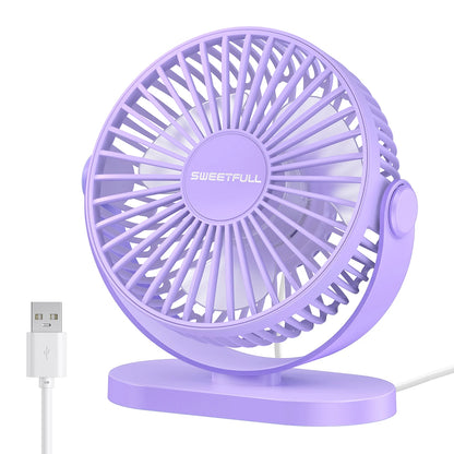 Mini USB Desk Fan: Quiet, 3-Speed, Portable for Home/Office/Camping