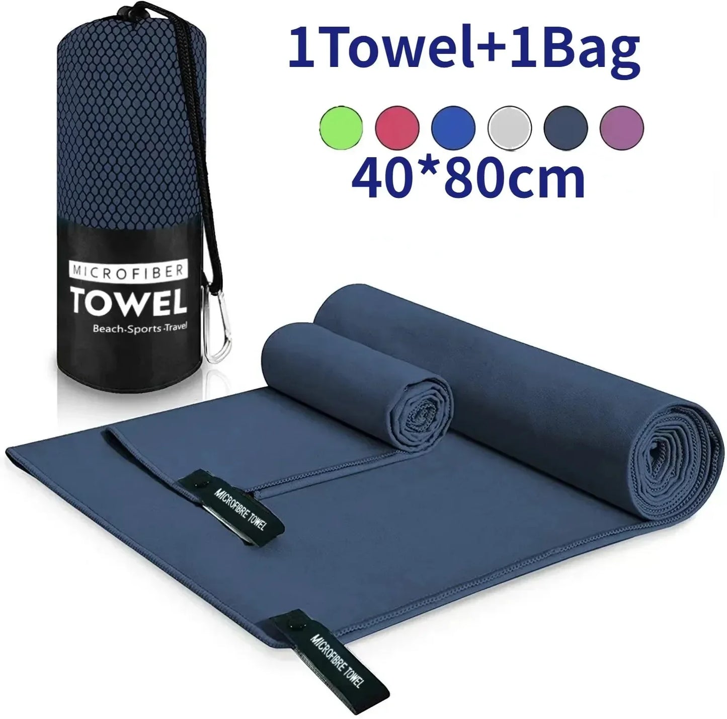 Quick-Dry Towel 40x80CM - Swim, Gym, Beach, Camping