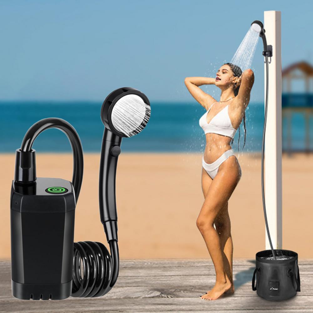 Portable Camping Shower: 6000mAh Rechargeable Pump, IPX7 Kit