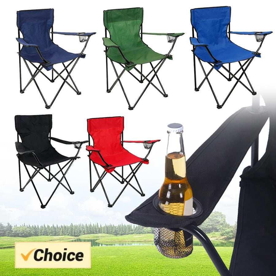 Outdoor Foldable Camping Chair with Bottle Holder